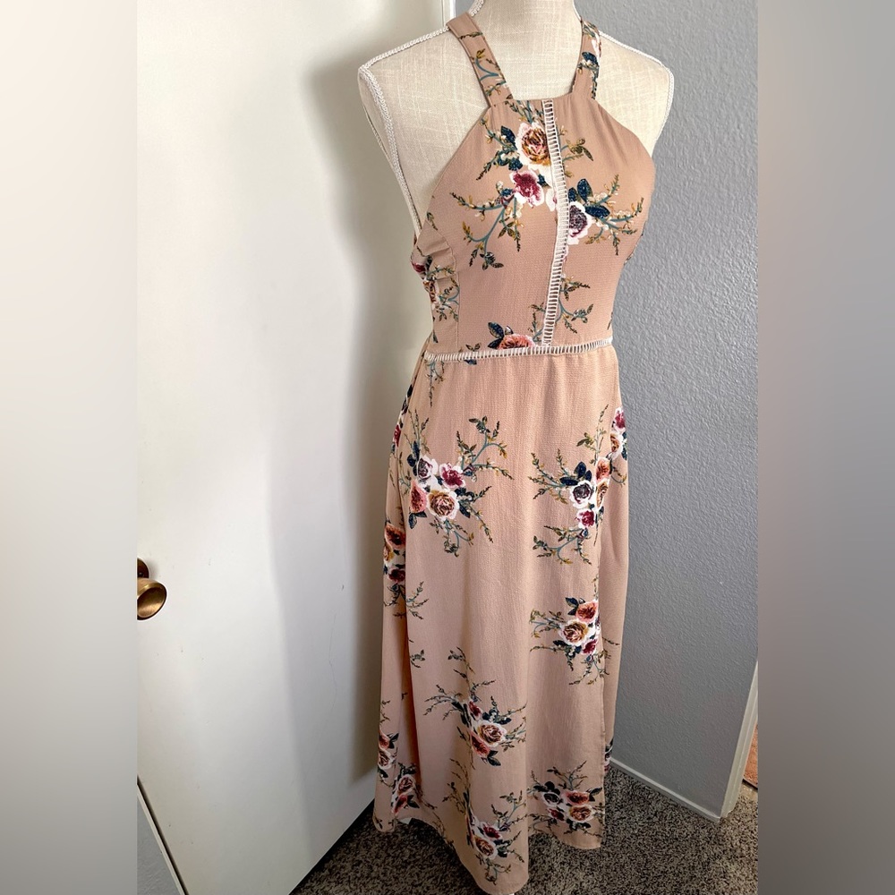 Women's Mauve Floral Print Maxi Dress - Picture 10 of 10